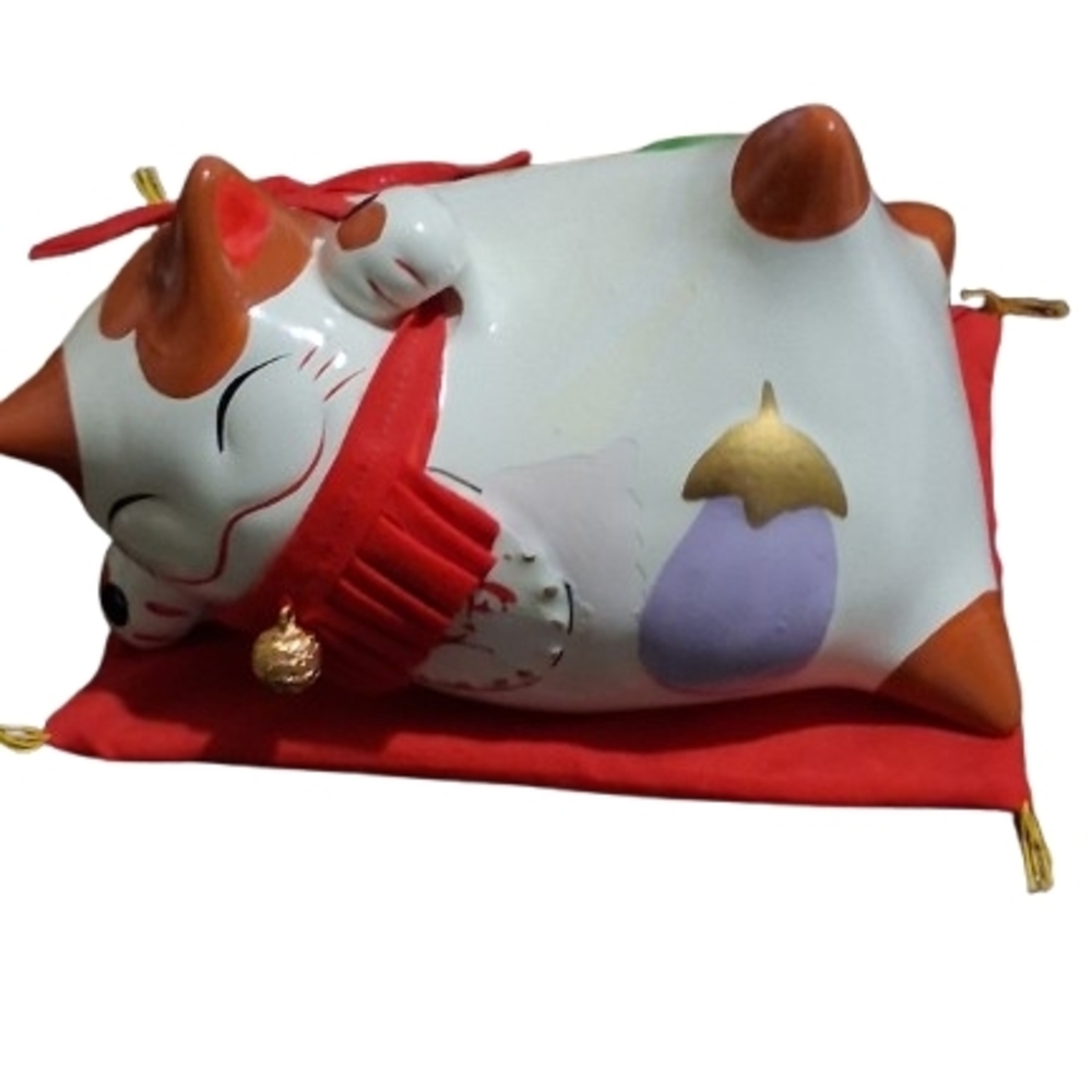 VTG Japanese Maneko Mako Piggy Bank, Ceramic Lucky Cat